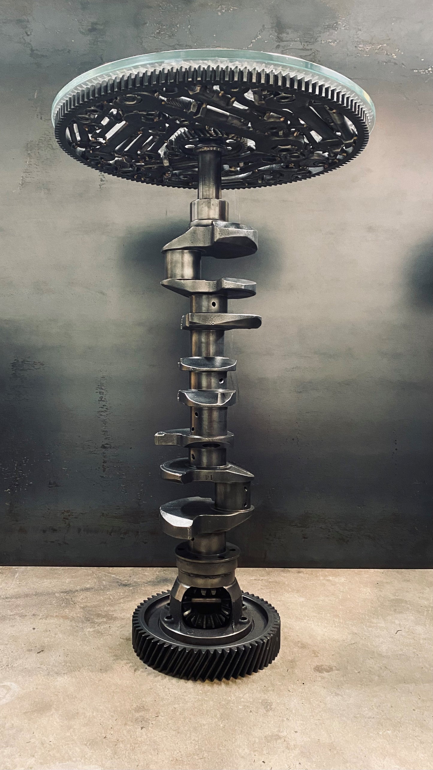 Vintage Tools Wrench Table Gears Crankshaft Mancave Décor End Table