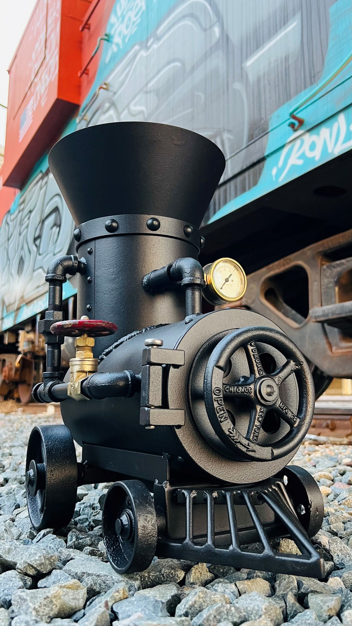LOCOMOTIVE ROCKET STOVE grill bbq fire pit cooking – ArtMetalFab