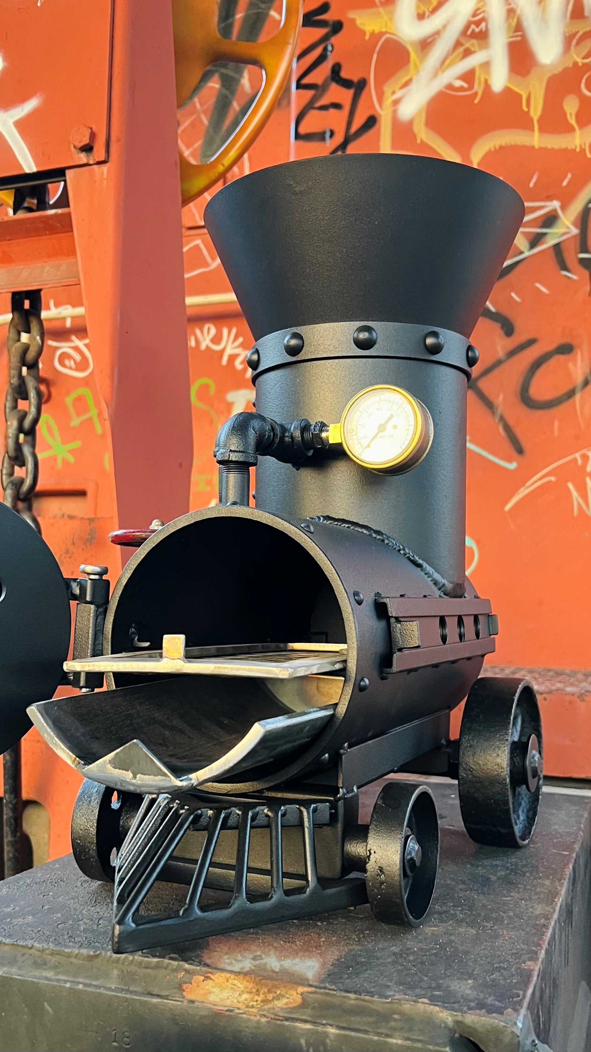 LOCOMOTIVE ROCKET STOVE grill bbq fire pit cooking – ArtMetalFab