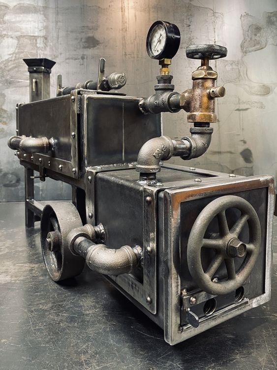 Steampunk locomotive mini smoker, offset smoker, grill, cooker