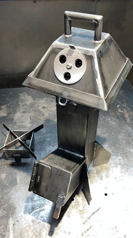 Rocket Stove 4" w/ Stainless Grill & Lid Attachment